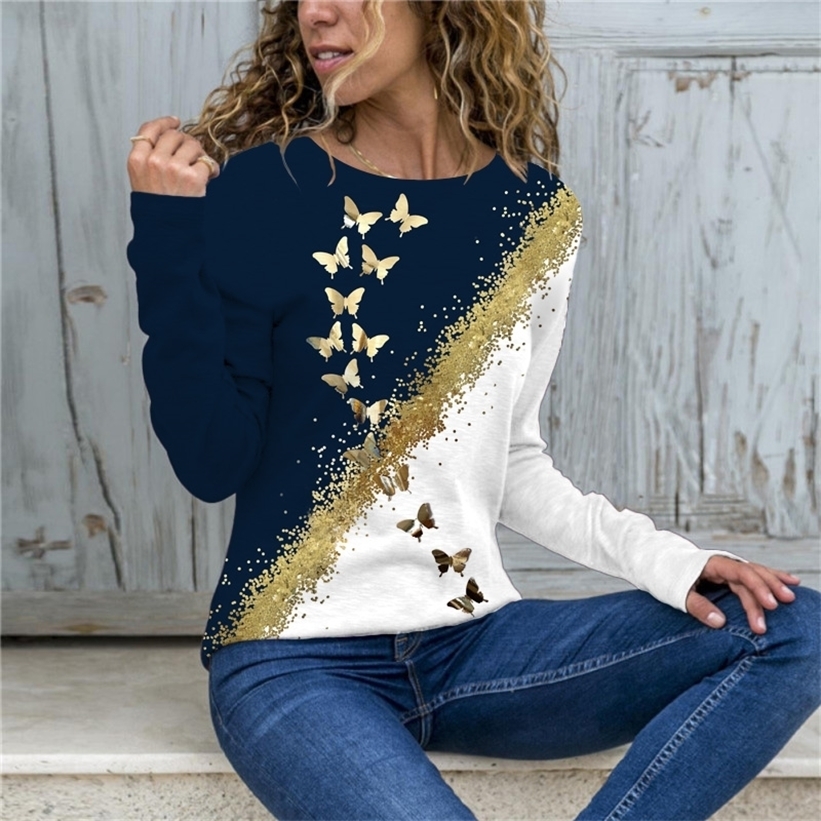 

Fashion Streetwear T-Shirt Women's Clothing Plus Size Vintage Tops Ladies Long Sleeve Casual Tee Shirts 220322