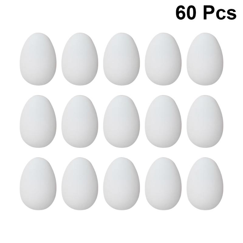 

Party Decoration 60PCS Imitation Plastic Eggs Models DIY Colored Drawing Funny Lifelike For Painting Graffiti Easter (White)