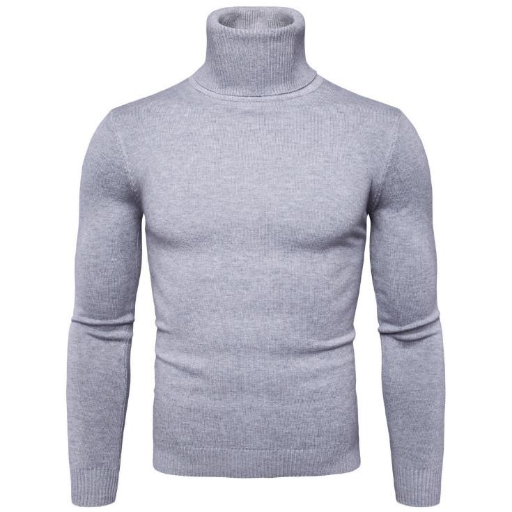 

Men's Sweaters Autumn Turtleneck Men Casual Knitted Pullovers Winter Slim Fit Solid Color Knitwear Fashion Sweater MaleMen's, Black