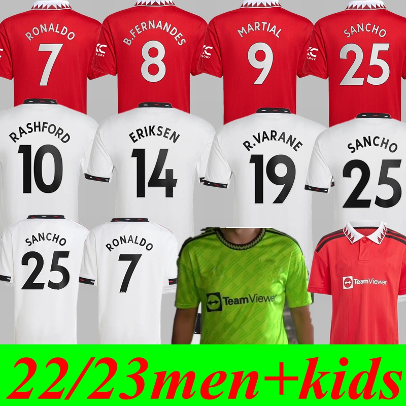 

22 23 SANCHO PLAYER #7 soccer jerseys RASHFORD MAN 2022 2023 football shirt man UTd POGBA CAVANI B. FERNANDES men kids kit VARANE FRED Shaw McTominay, Red
