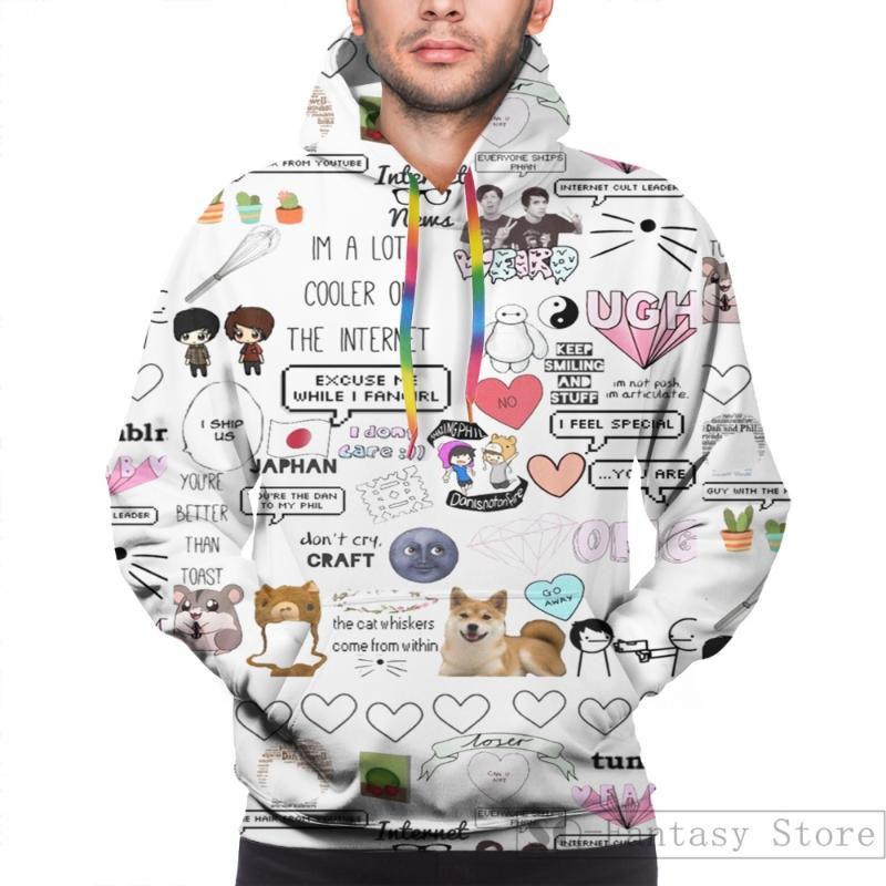 

Men' Hoodies & Sweatshirts Mens Sweatshirt For Women Funny Dan And Phil Sticker Collage. Print Casual Hoodie StreatwearMen