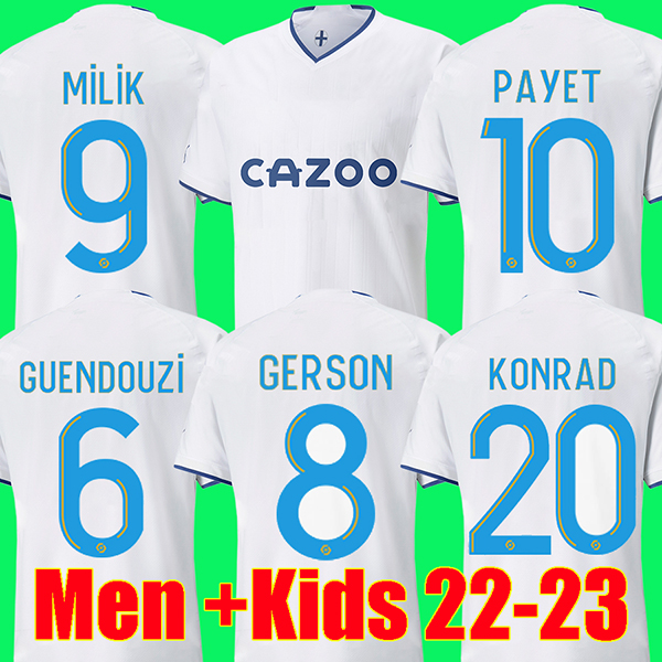 

22 23 soccer jersey 2022 2023 GUENDOUZI GERSON SALIBA MILIK LUIS HENRIQUE Marseille maillot foot KAMARA football shirt PAYET UNDER BALERDI 123, Home kids