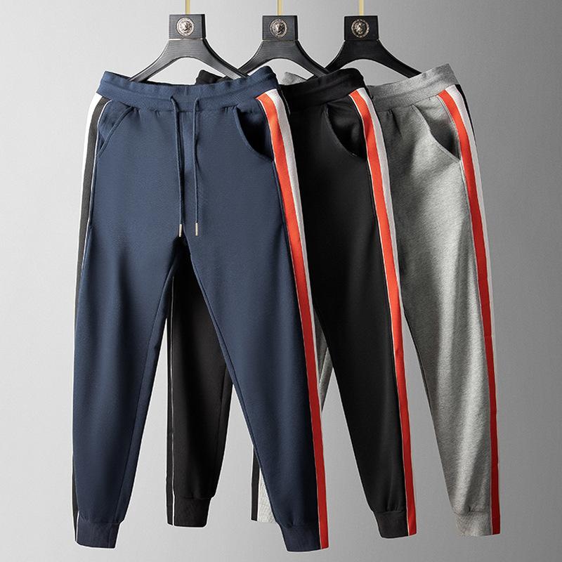 

Men's Pants Men Cotton Trouser Sport Striped Casual Korean Fashion Jogging High Quality Couple WearMen's, Black