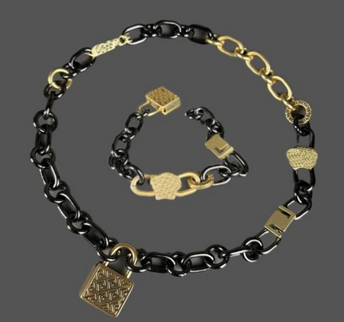 

Black and gold matching Cool Link Chain Bangle Medusa Head Portrait Bracelet Lock Pendants Men Bracelets Designer Jewelry VER 05