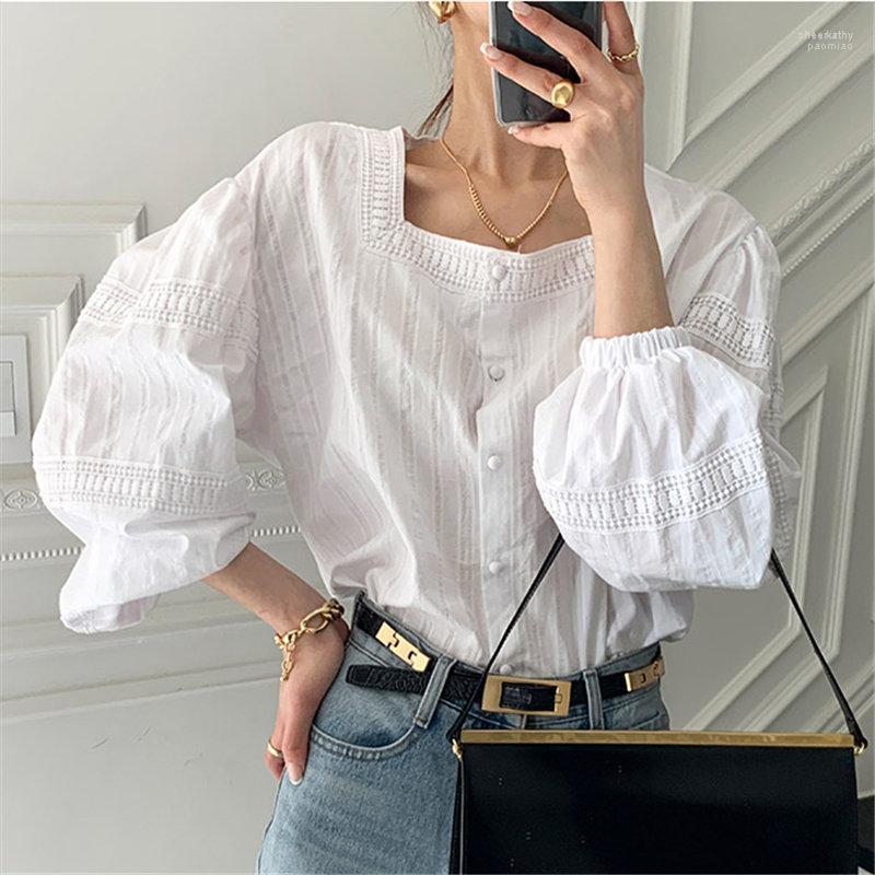 

Women's Blouses & Shirts Alien Kitty OL Chic All Match Fashion White O-Neck 2022 Vintage Tops Retro Streetwear Gentle Elegant Femme Chee22, Photo color