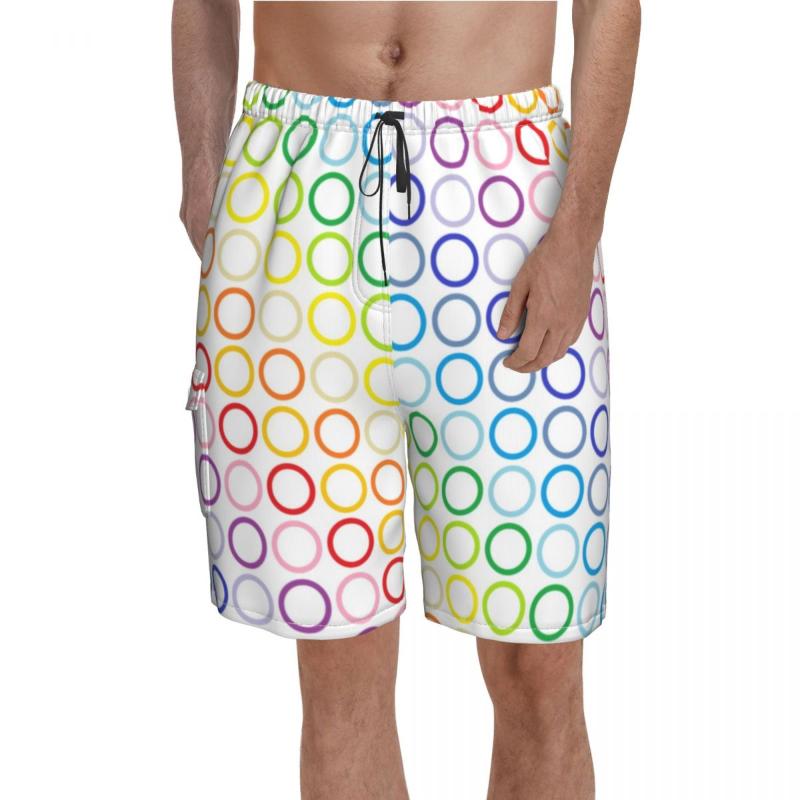 

Men' Shorts Rainbow Circles Board Funny Circle Print Beach Short Pants Men Large Size Swim Trunks Gift IdeaMen