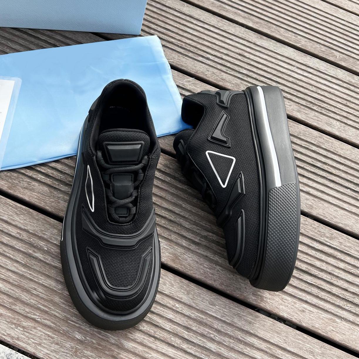 

2022 Designer Sneakers Macro Re-Nylon Casual Shoes Men Women Platform Sneaker Shiny Leather Recycled Nylon Trainers With Box