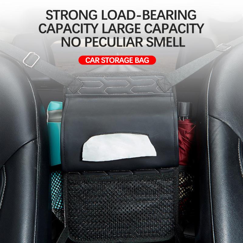 

Car Organizer Storage Bag Large Capacity Elastic Front Between Seat Side Net Pocket Handbag Back