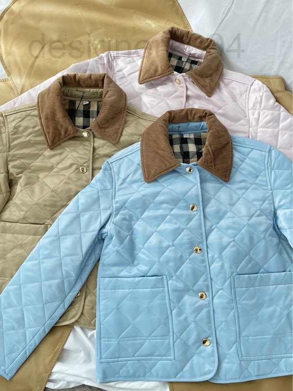 Women's Jackets designer 2022 new British style Wen Jiaying same single breasted pocket rhombus Plaid Lapel cotton jacket M0ON-image-788288158