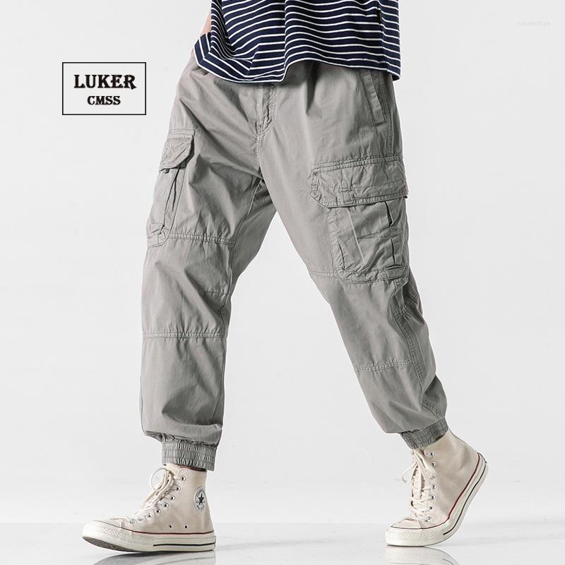 

Men's Pants CMSS Men's Cargo Multi Pockets Cotton Loose Solid Ankle-Length Male Spring Summer Long Trousers 1650Men's Naom22, Black