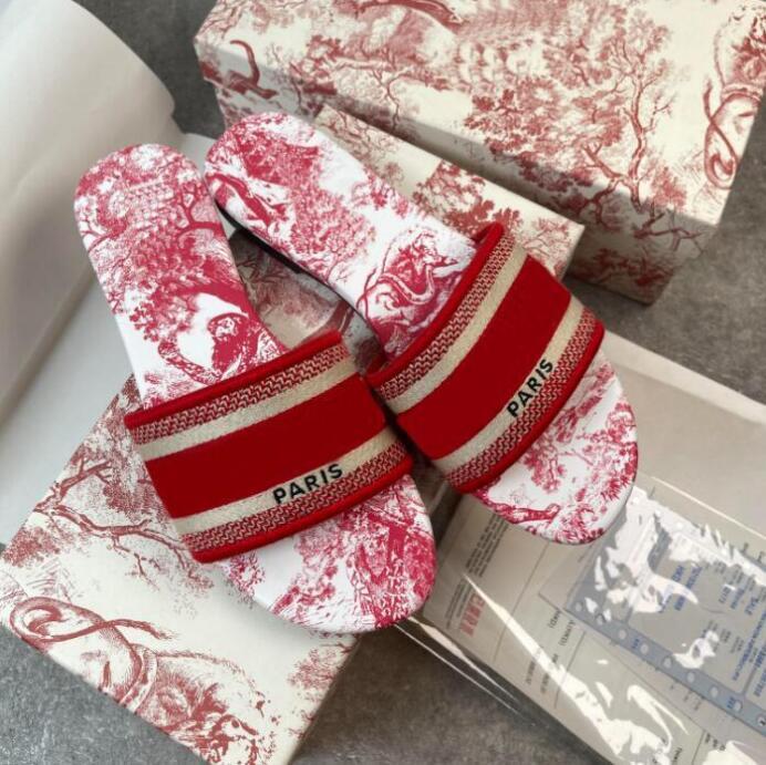 

Paris Embroidered Dazzle slipper women ladies scuffs summer beach striped causal flip flops flat Slide Slippers sandals Designers Embroidery letters Slides, 16