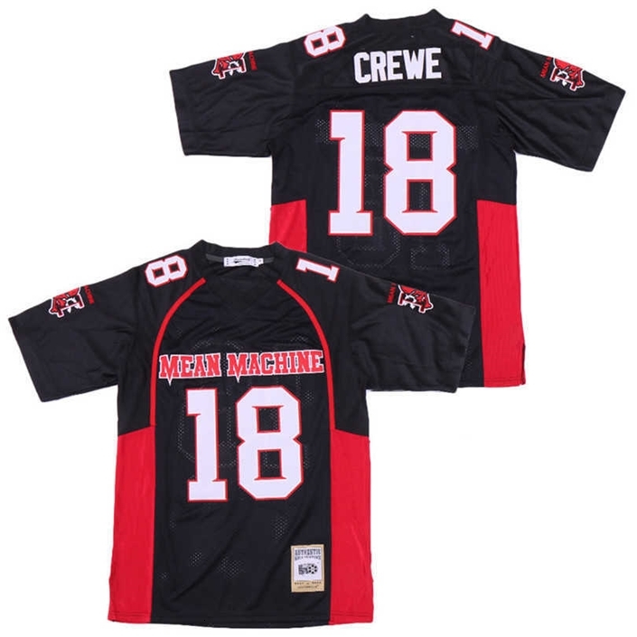 

C202 Longest Yard Mean Machine 18 Paul Crewe Movie Football Jersey Men Team Home Black Embroidery And Sewing Breathable Pure Cotton Top Quality