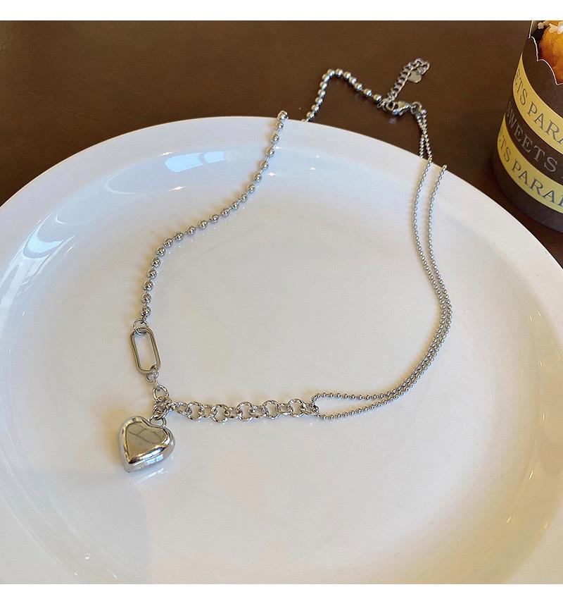 

Pendant Necklaces Fashion Heart Irregular Necklace Silver Color Hip-Hop Style Chain For Women Girls Simple Daily Party Bar Accessory GiftsPe