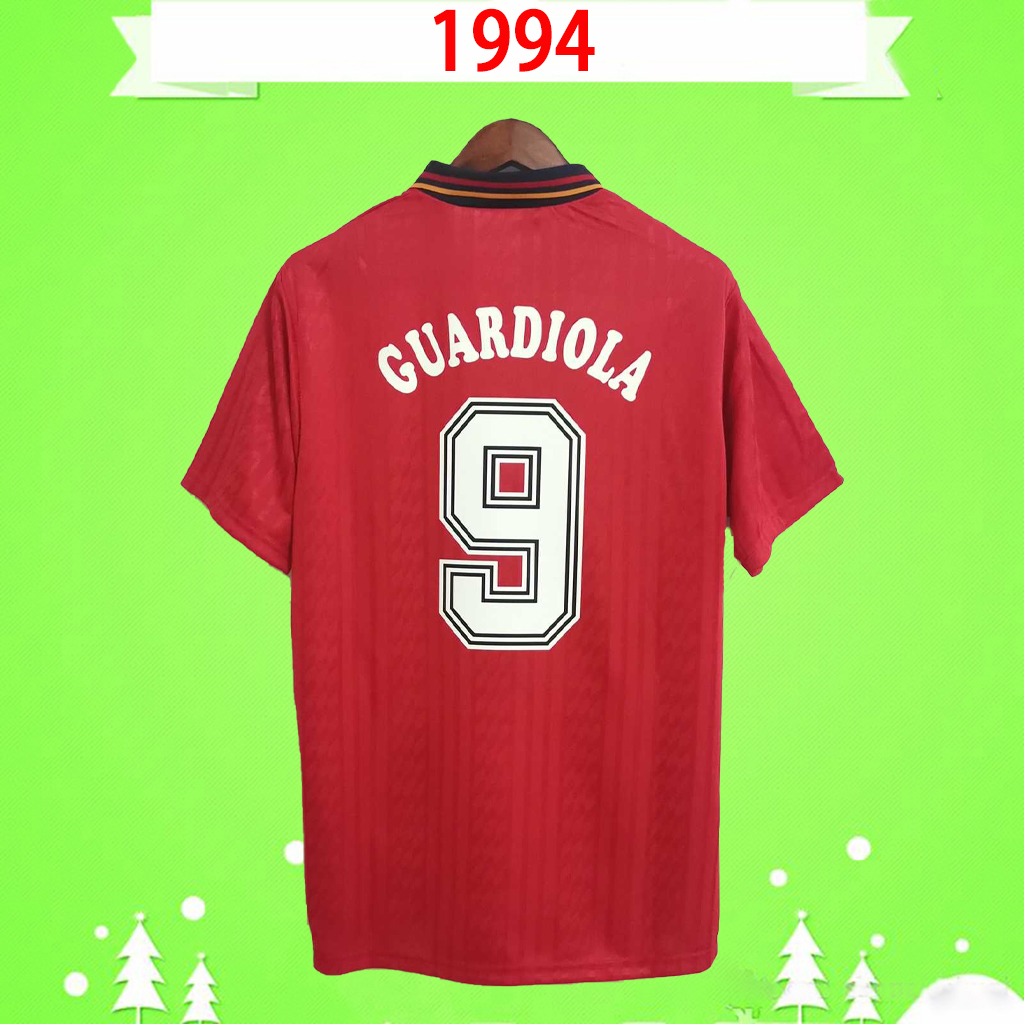 

1994 Spain Soccer Jerseys Retro 94 home red Hierro football Shirt Vintage Classic Collection Abelardo Maillot Salinas Guardiola Ferrer Alfonso Bakero Camiseta