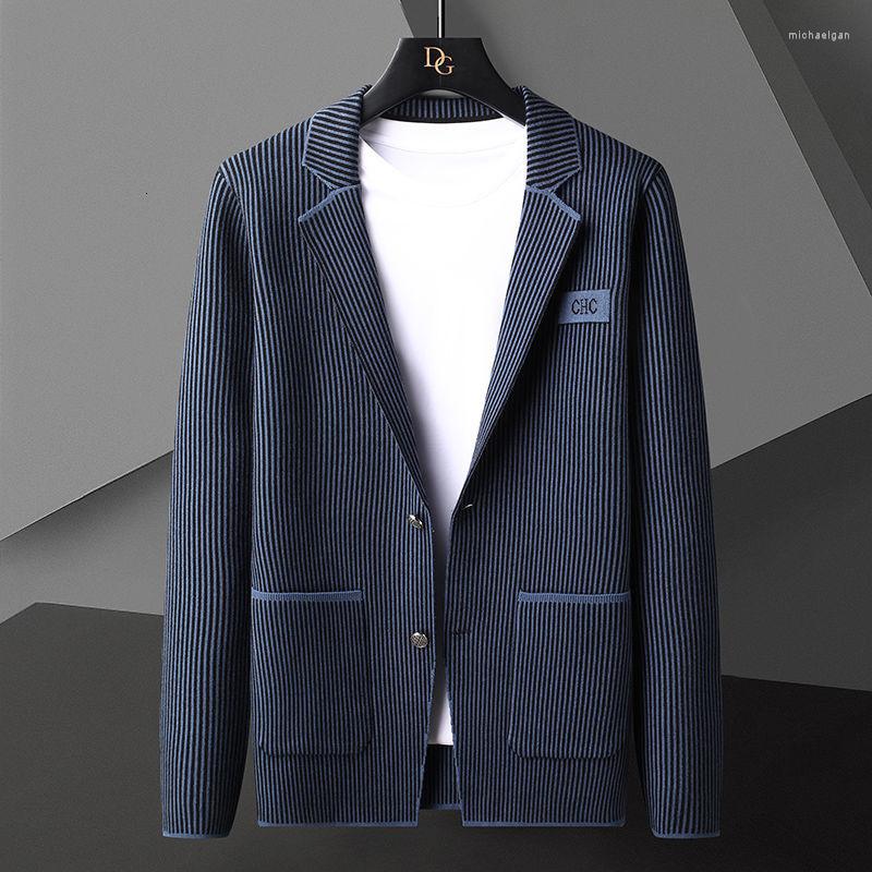 Pulls pour hommes de luxe rayé cardigan veste hommes designer manteau marque armée vert mode poche tricoté pull blazer pullmen