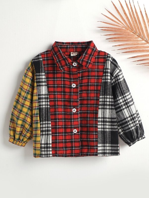 

Baby Color Block Plaid Blouse SHE, Multicolor