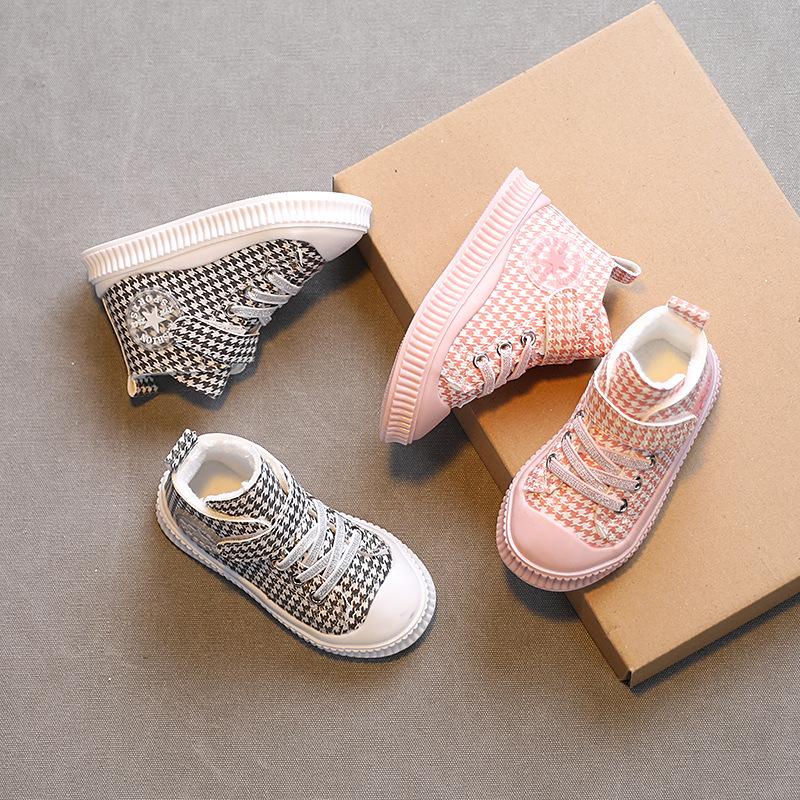 

Athletic & Outdoor Canvas Shoes Two Cotton Plush Warm Boys' And Girls' Board Sports Soft Sole High Top Children's ShoesAthletic, Pink