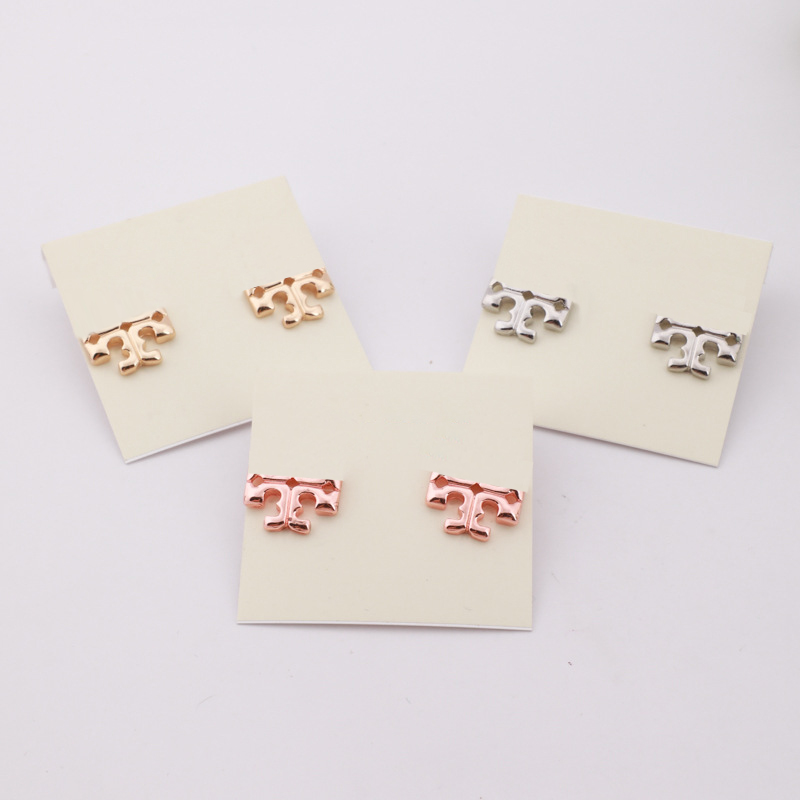 

Vintage Gold Ear Studs Large Crosses Earrings in Silver with Cards