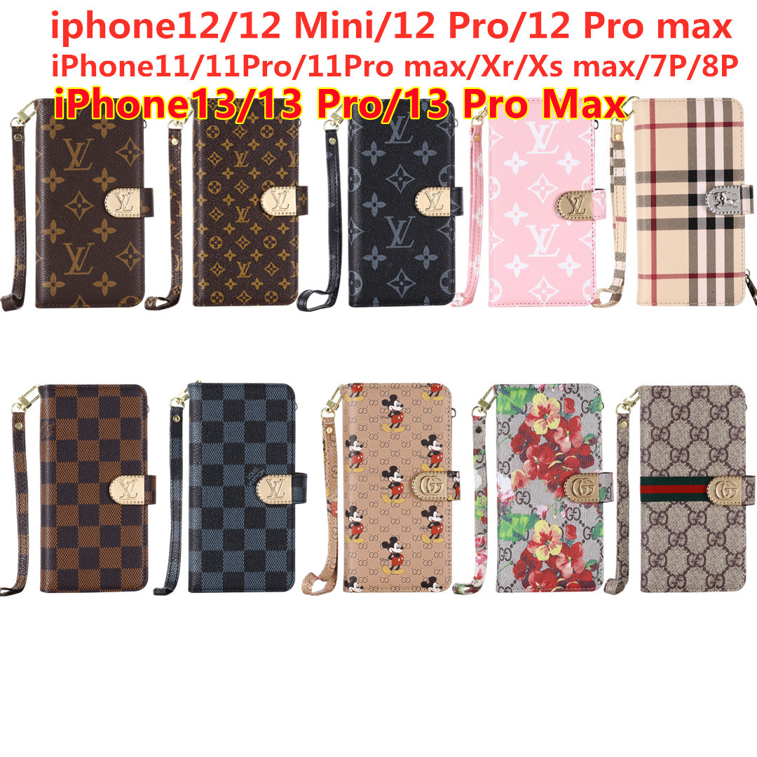 

Luxury Magnetic Wallet Leather Cases Louis Vuitton LV Gucci Burberry case for iphone 11 12 13 pro max 7G 8G X XS XR Credit Card Slot stand cover case, #4