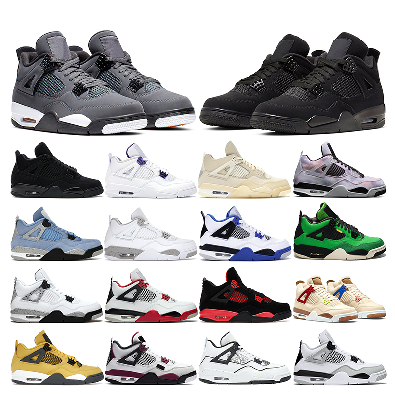 

basketball shoes 4s for men women 4 Black cat Fire Red Thunder sail White cement Purple Metallic retro with mens trainers sports sneakers outdoor, 8 purple mw