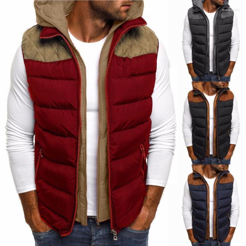 

Men's Vests Soft Wear Resistant Men Waistcoat Anti-freeze Pocket Stra22, Wine red