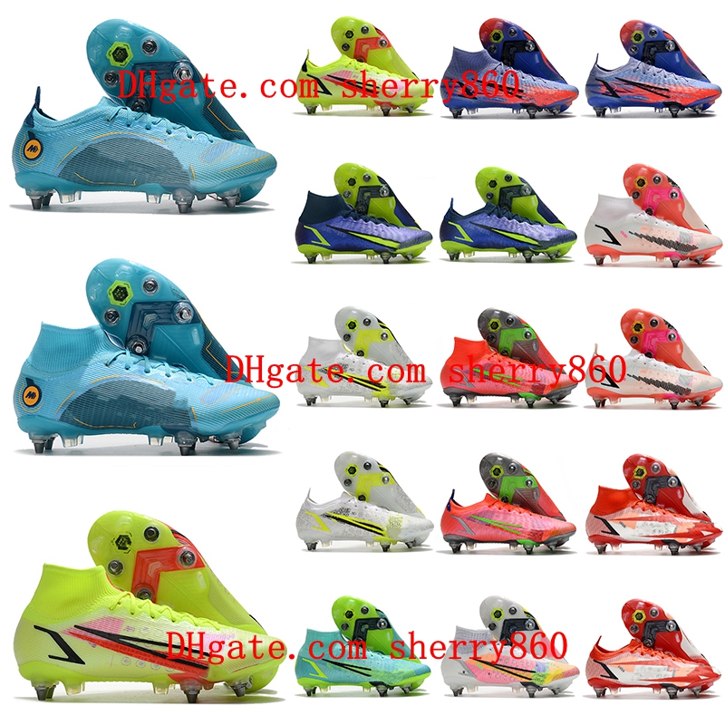 

Mercurial Superfly VIII Elite SG PRO Anti Clog 2022 Soccer Shoes Cleats Mens High Tops Football Boots Outdoor Ronaldo CR7, As picture 10