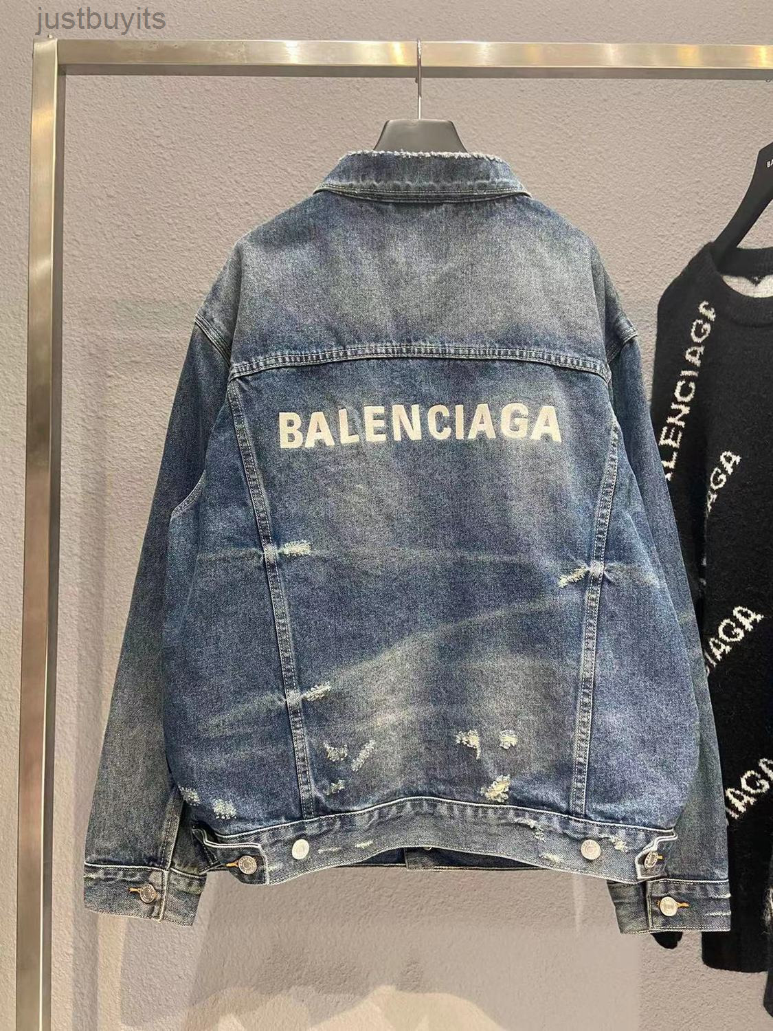 

Men's Jacket Balenciga Mens Coat designer Jackets High embroidered white letter denim coat, White letters before and after