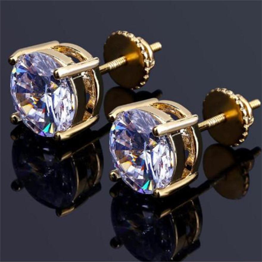 

Mens Hip Hop Stud Earrings Jewelry High Quality Fashion Round Gold Silver Simulated Diamond Earrings For Men gift b02102164b