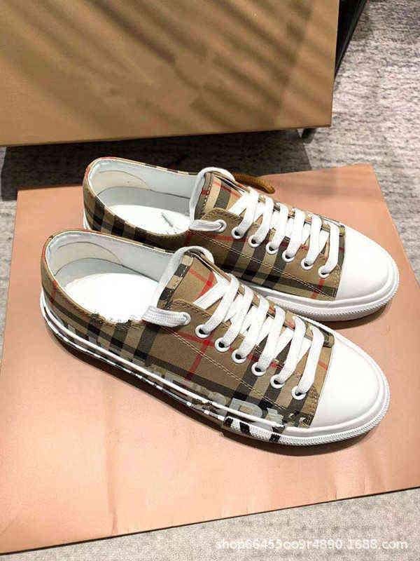 

B house lattice letter breathable board shoes summer ins trend canvas shoes lace up women's shoes, Picture color