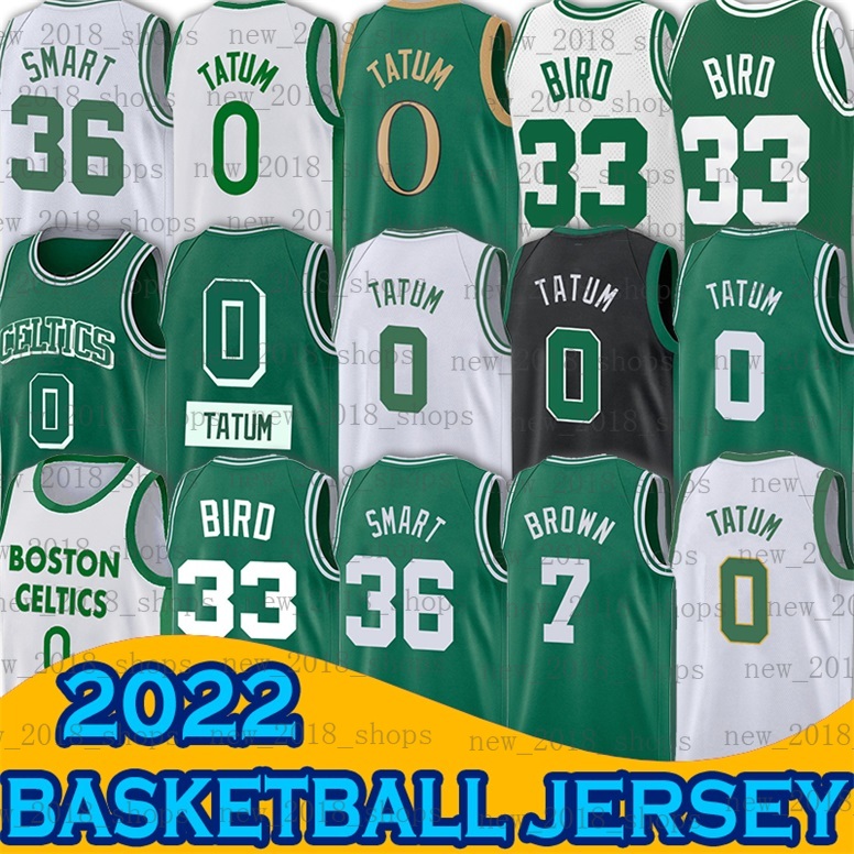 

Bostons Celtices basketball jerseys Jayson Tatum Larry Bird 33 Jaylen Brown 0 7 Marcus Smart Green Black 2022 Men embroid, Jersey