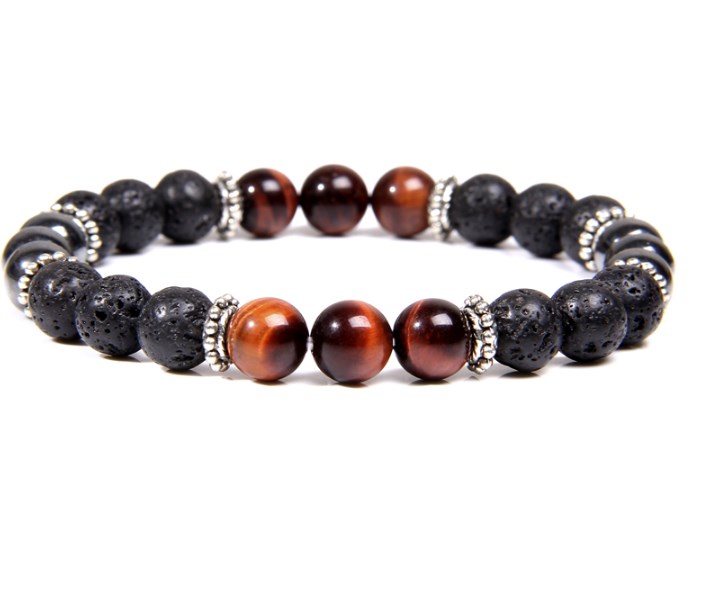 

8mm volcanic stone Natural Tiger Eye Stone Beads Bracelet Round Gem Stone Beaded Energy Bracelet Buddha Jewelry for Women Men