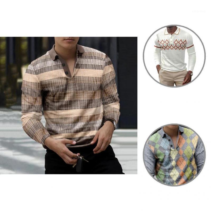 

Men's Casual Shirts Simple Fashion Men Striped Print Shirt Thick Pullover Elastic For Party, Blue