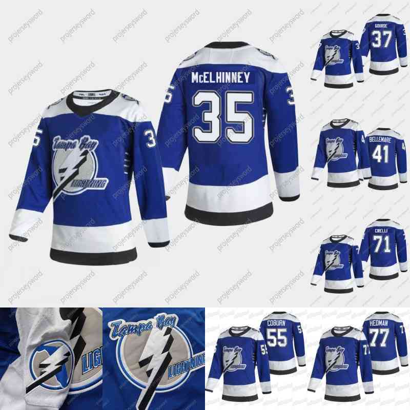 2021 Reverse Retro Jersey Curtis McElhinney Yanni Gourde Pierre-Edouard Bellemare Braydon Coburn Anthony Cirelli Victor Hedman Daniel