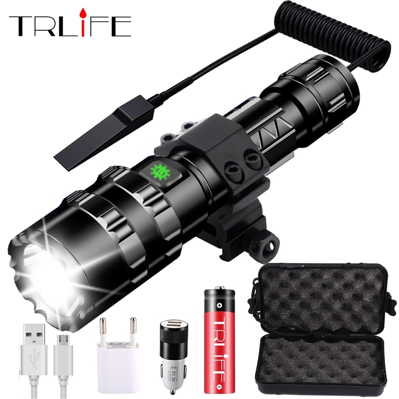 

80000 Lumens LED Tactical Flashlight powerful usb Rechargeable lamp L2 Hunting light with Clip Hunting Shooting Gun Accessories 220401