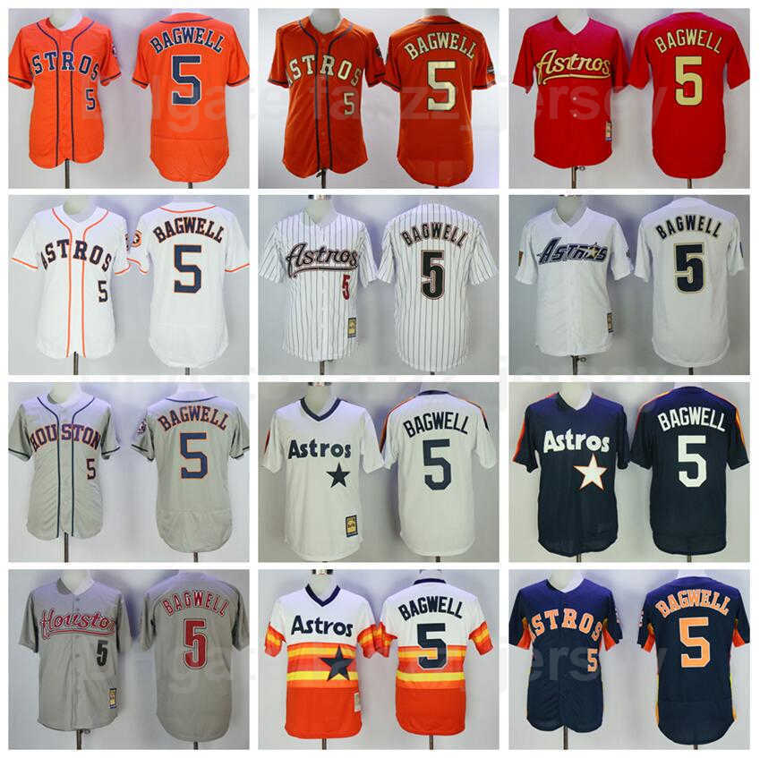 

Men Baseball Vintage 5 Jeff Bagwell Jerseys Retire All Stitched Pullover Pinstripe Cooperstown Navy Blue Orange White Grey Flexbase Cool Base Retro 1980 2006, Red