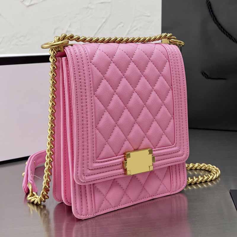 

Ladies Glitter boy Crossbody Designer Bags Solid Color Genuine Leather Classic Handbags Diamond Quilting Shoulder Bag Flap Mini Multi-color, Pink