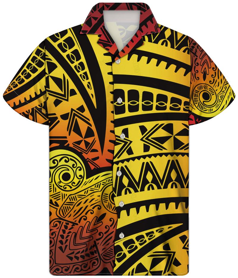 

Men's Casual Shirts MOQ Custom Rasta Color Background With Floral Print Men's Wear Big Size Vintage Short Sleeves Arrivals ShirtsMen's, Ysfd0070d16-1