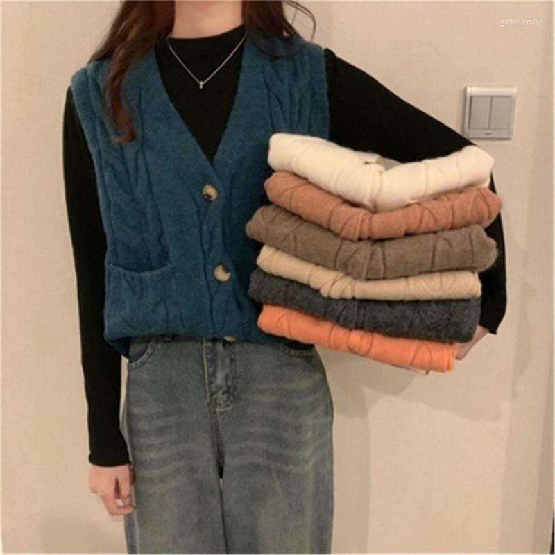 

Women's Vests Vest Women Trendy Cotton Single Breasted Loose Female Spring Sleeveless Coats Vintage Solid Young Girls Pockets Tops ZY5233 Gu, Blue