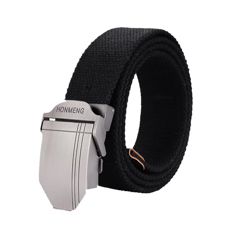 

Belts Men Canvas High Quality Stripe Nylon Smooth Buckle Men's Belt Outdoor Sports Casual Youth All-Match MultifunctionaBelts, Black