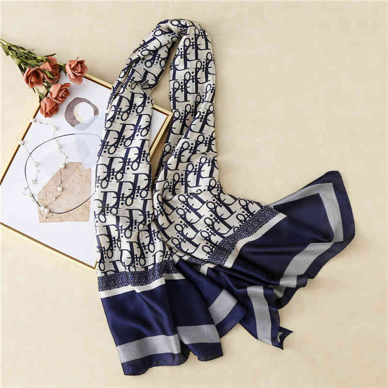 2P6E Women's new summer lotus leaf collar Cape hooded silk scarf pearl shade multifunctional fashion Baotou hat d letter blue