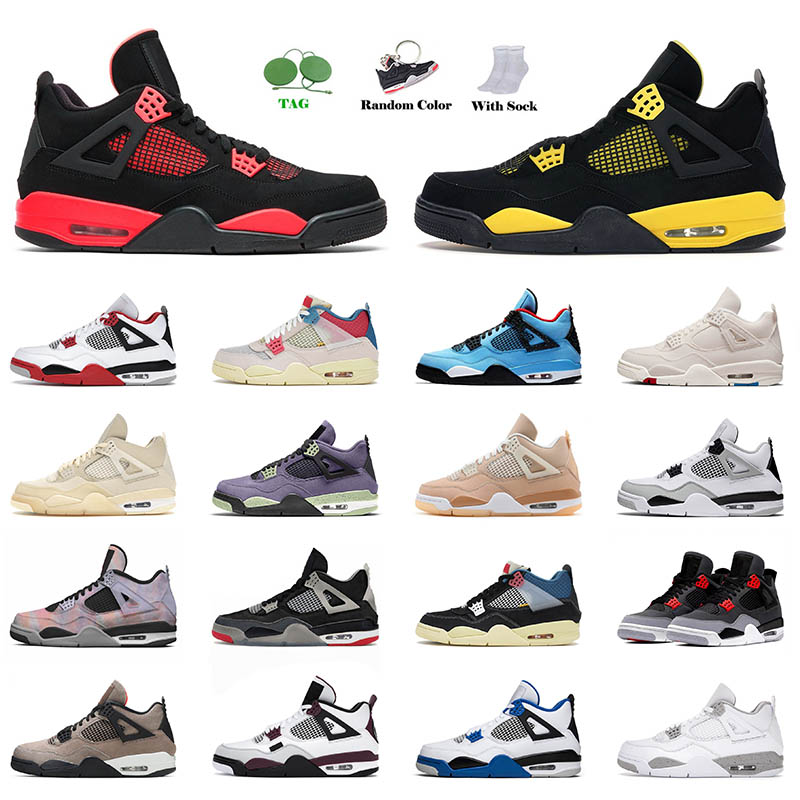 

2022 Top Quality Air Jordan Retro Jumpman Basketball Shoes 4 4s Tattoo University Blue Taupe Haze Guava Ice Noir Canvas Womens Mens Sneakers Trainers Size 13, C5 canyon purple 40-47