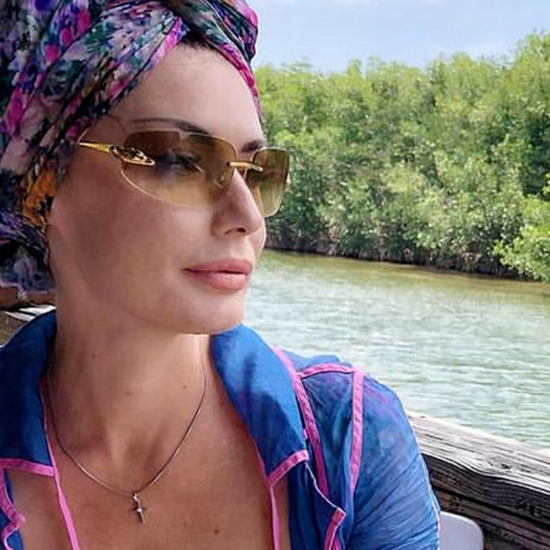 

Sunglasses Alloy Rimless Leopard For Women Vintage Gradient Square Sun Glasses Men Retro Uv400 Pilot ShadeSunglassesSunglasses