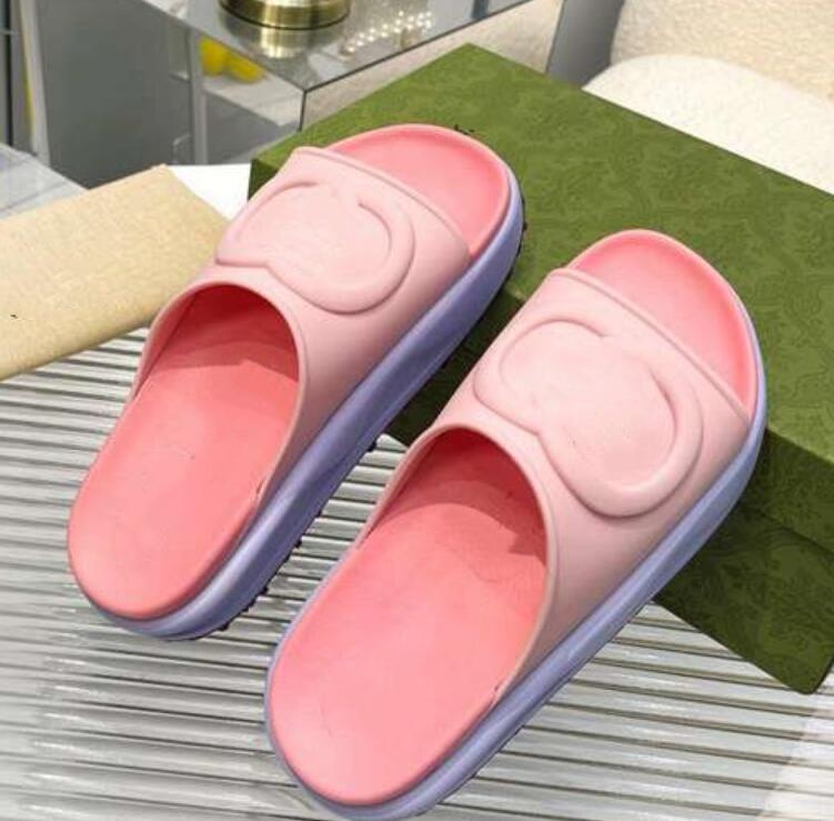 

2022 Summer New Fashion Platform Beach Shoes Thick Bottom Flat Shoes Mixed Colors Leisure All-Match Shoes Comfortable Increase Women's Mid-Heel Slippers, Sky blue