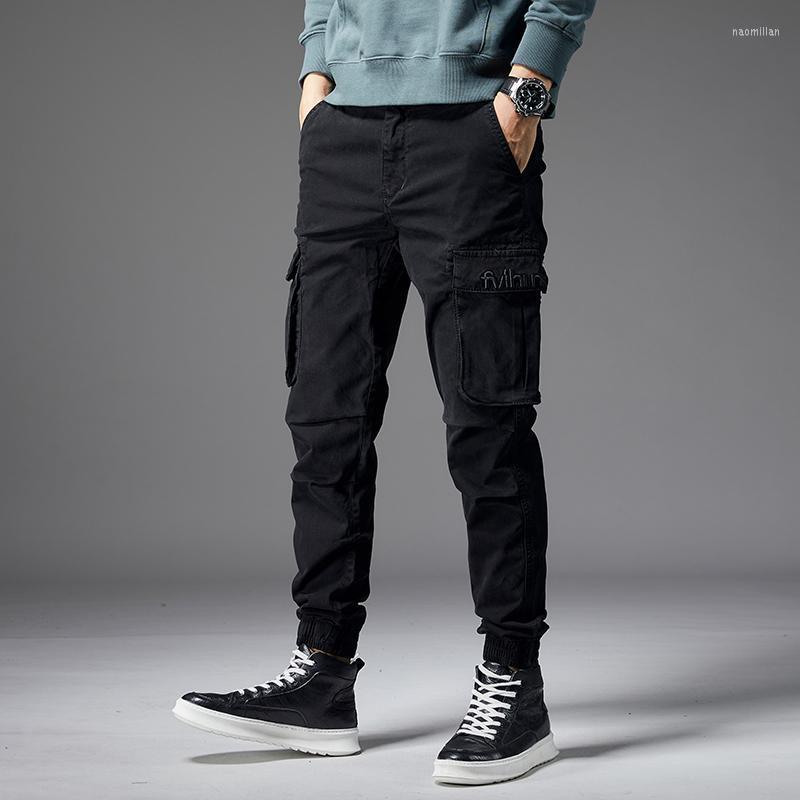 

Men's Pants Korean Style Fashion Men Jeans Embroidery Designer Casual Cargo Overalls Streetwear Hip Hop Joggers Pantalones HombreMen's Naom2, Black