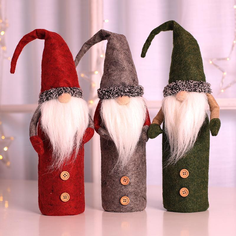 

Christmas Gnomes Wine Bottle Cover Handmade Swedish Tomte Gnomes Santa Claus Bottle Toppers Bags Holiday Home Decorations