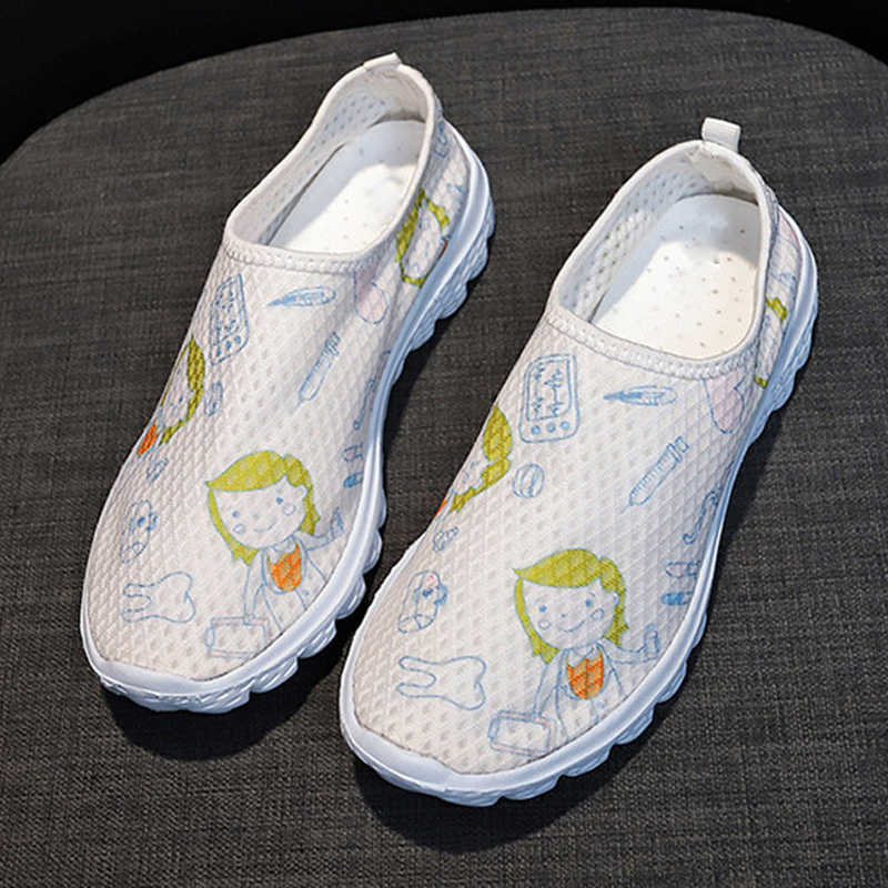 

TopSelling Cute Cartoon Printed Flats Fashion Women Casual Summer Sneakers Light Ladies Shoes Plus Size Footwear Designer Classic luxury, Light blue