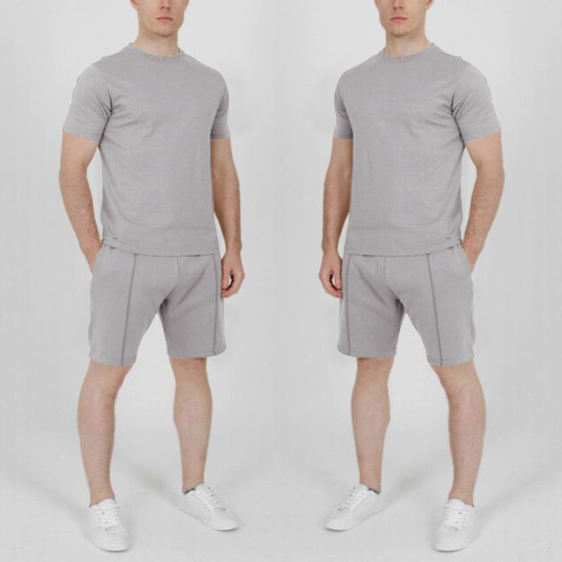 

Summer Sport Fitness Homewear Men's Shorts Sleeve T-Shirt + Pant 2 Pieces Pant Sets Daily Clothing Male Suits for Men Tracksuit, Blue