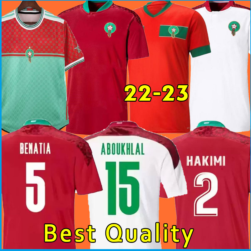 2022 2023 Maillots de football marocain HAKIMI ZIYECH Équipe nationale masculine 22 23 Édition spéciale Home Red Away Boufal Saish El- Arabi Fajr