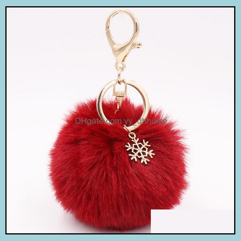 

Keychains Fashion Accessories Creativity Snowflake Plush Keychain Pendant Lage Decoration Jewelry Key Chain Christmas Gift Keyring 15 Colors