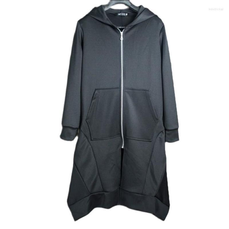 

Men' Trench Coats Spring Long Mens Zipper Coat Hoodie Sweatshirt Zip Up Jacket Tops Corduroy Personality Street  Outerwear -3xl Kend22, Black